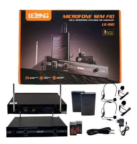 Kit Microfone De Lapela Sem Fio Com Receptor - Lelong - Le-910