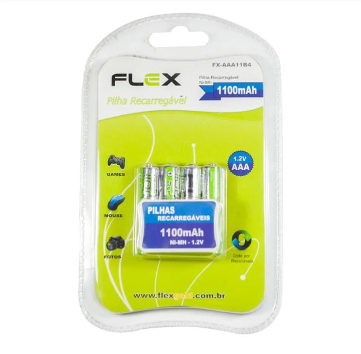 Pilha Recarregavel C/ 4 Unid. Mod. "Flex" Fx-Aaa11b4