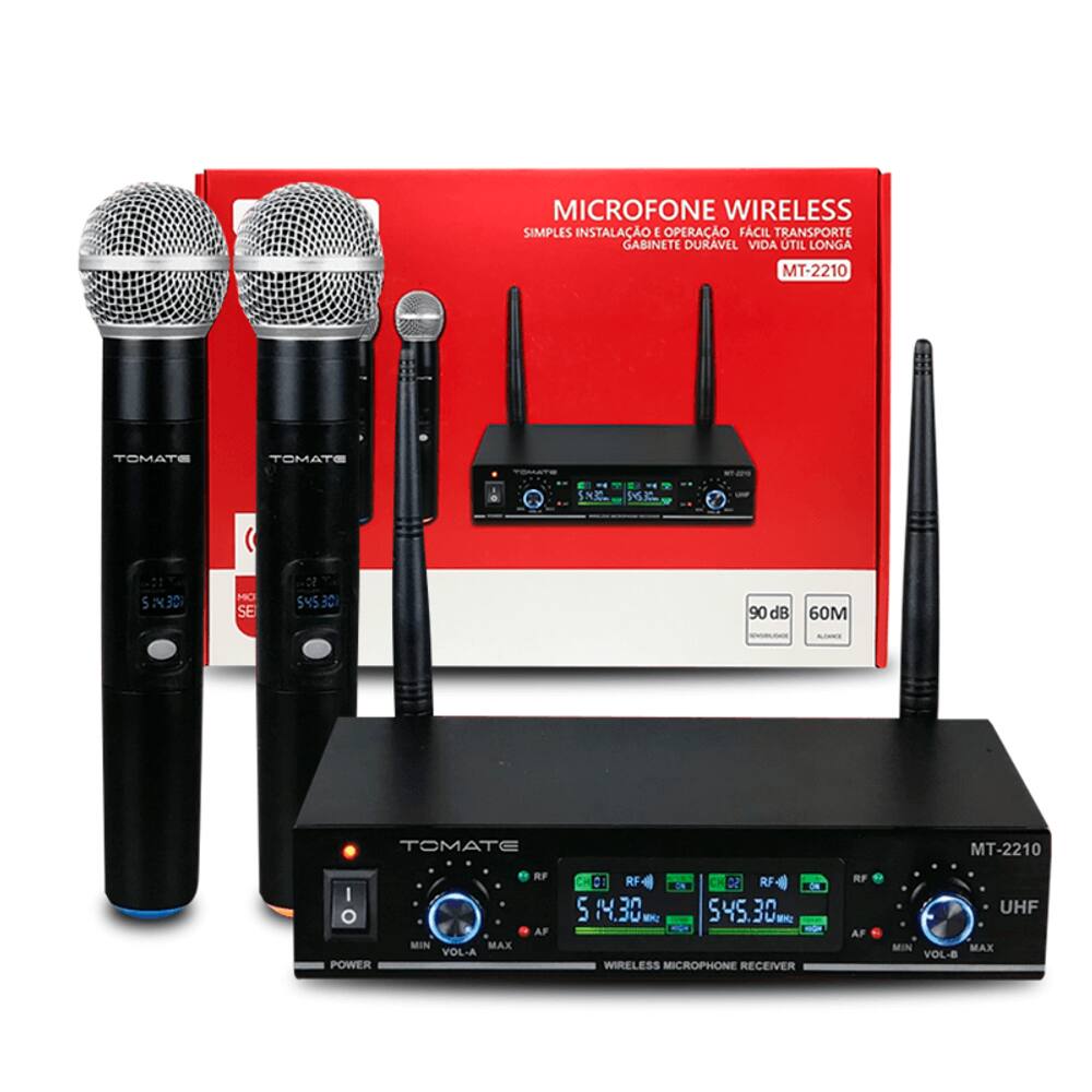 Microfone Digital Sem Fio 60m 90db - Mt-2210 -Tomate