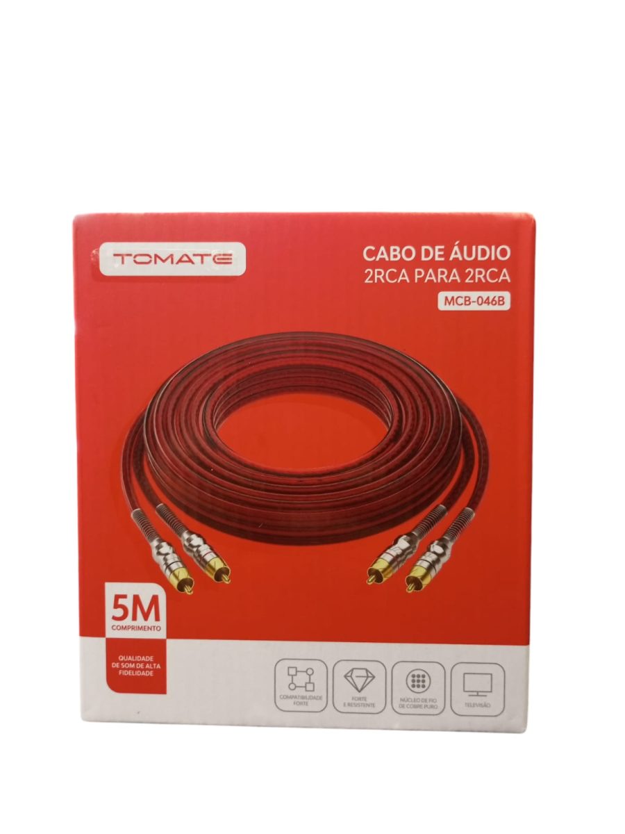 Cabo de Audio 2 rca p/ 2 rca 5m - Mcb-046b - Tomate