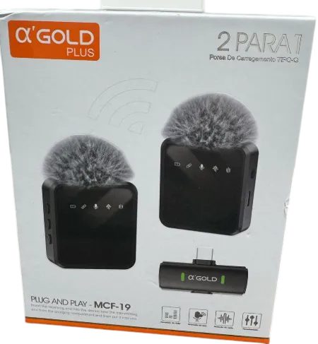 Microfone Lapela s/ Fio p/ Tipo-C - A'gold - MCF-19