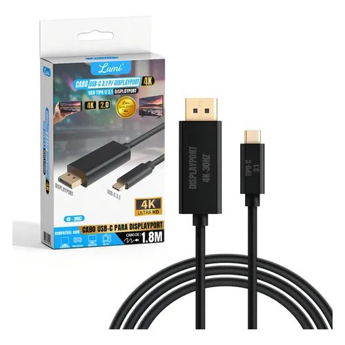 Cabo De DisplayPort p/ Tipo C 1.8m 2.0 - Lt-T002 - Lotus