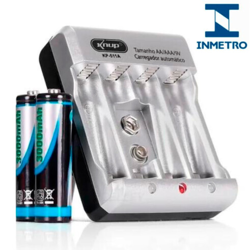 Carregador Para Pilha AA / AAA / Bateria 9V - Kp-511a - Knup