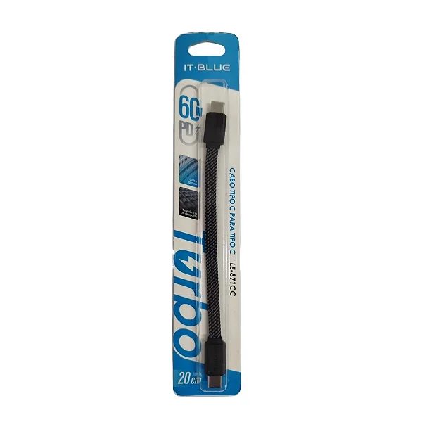 Cabo Tipo-C p/ Tipo-C 20cm - Le-871CC - It-Blue