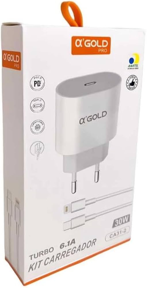 Kit Carregador Turbo 30W Tipo-C Lightining - A'gold - CA31-2