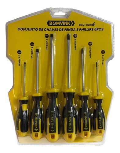 Kit de Chaves De Fenda E Phillips 6 Peças - Bom-3120 - Bomvink