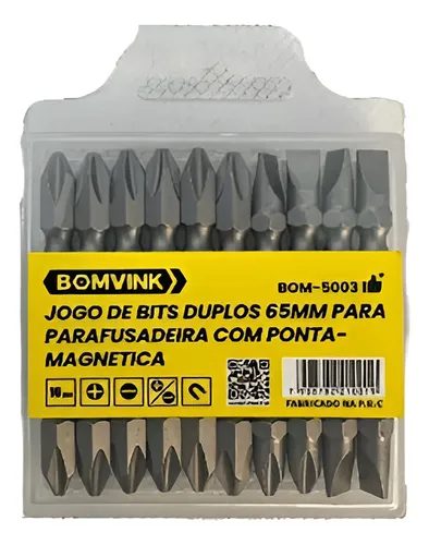 Kit de Bits Duplos 65mm p/ Parafusadeira - Bom-5003 - Bomvink