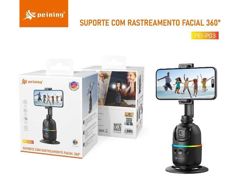 Gimbal Suporte Celular 360° c/ Reconhecimento Facial - Pei-P03 - Peining