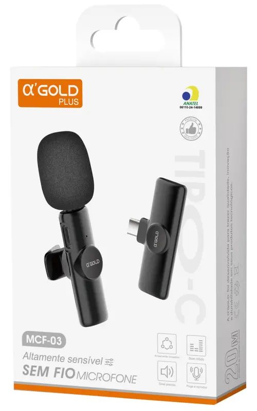 Microfone Sem Fio Tipo-C - A'Gold - MCF-03